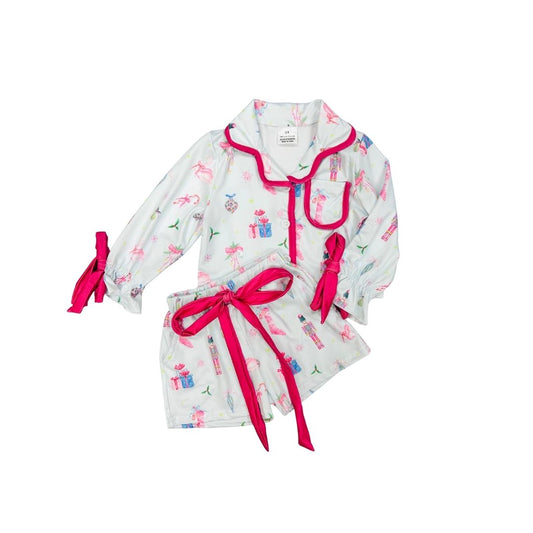 White Nutcracker Pajamas with Bows