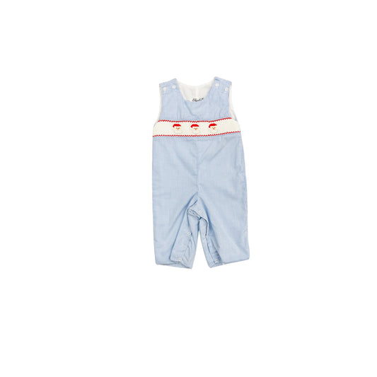 Elizabeth Ann Boy Hand Smocked Blue Check Santa Longall