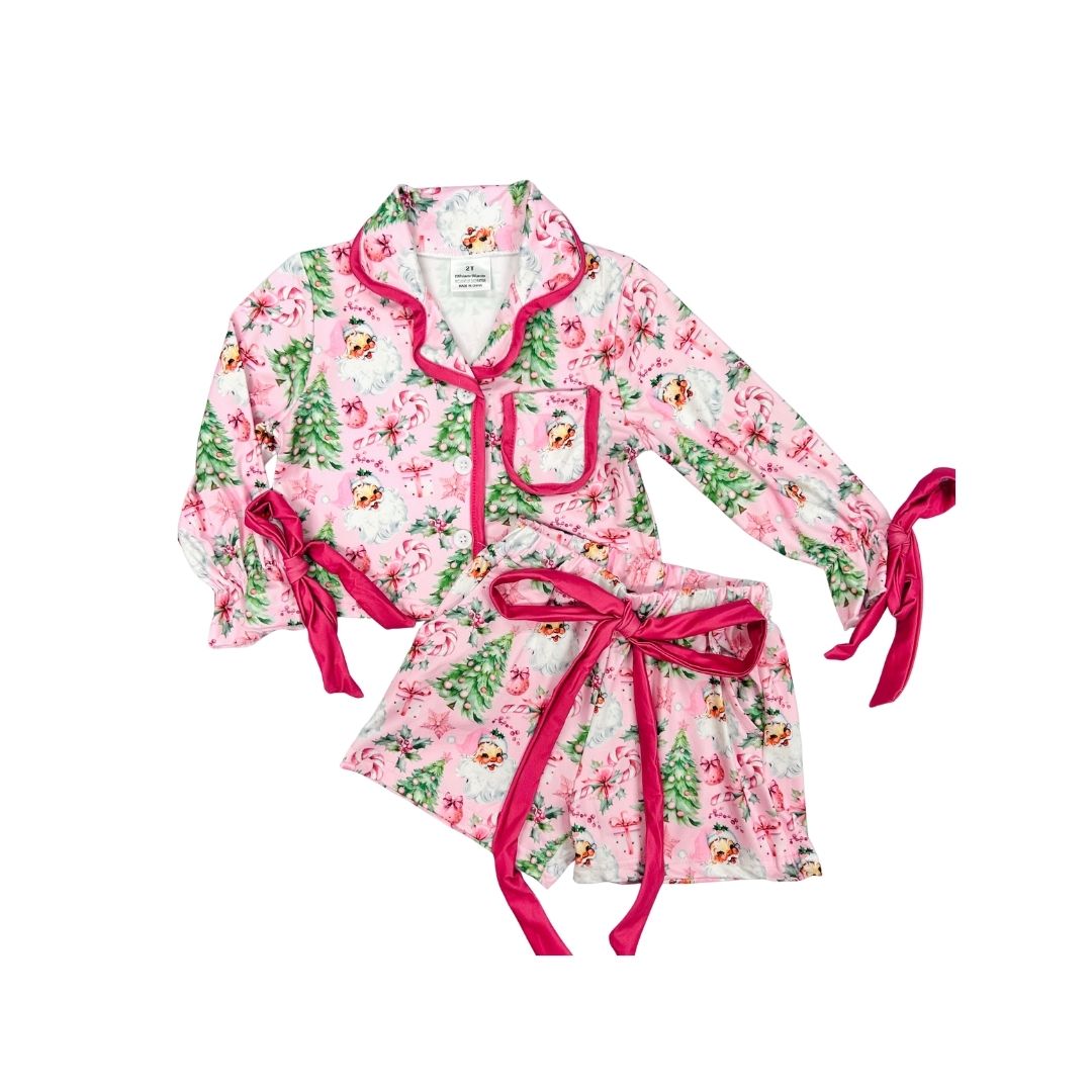 Pink Santa Pajamas with Bows