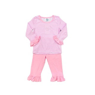 Funfetti Kids Girl Pink Stripe Ruffle Pant Set