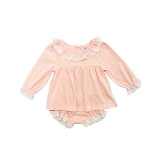 Funfetti Kids Girl Peach Eyelet Trim Bloomer Set