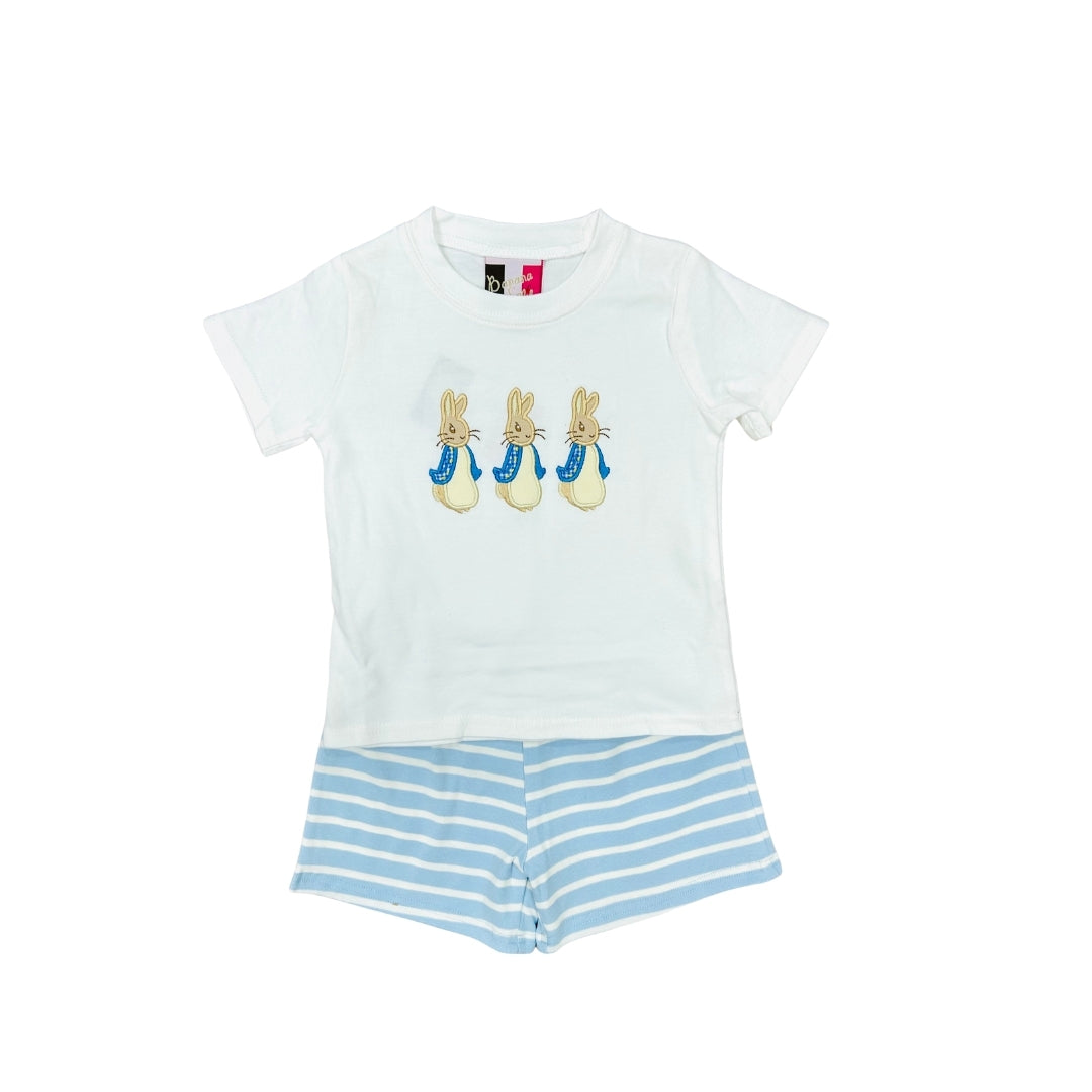 Banana Split Blue Stripe Peter Rabbit Short Set