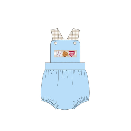 PRE ORDER - Funfetti Kids Baseball Applique Gingham Sunsuit