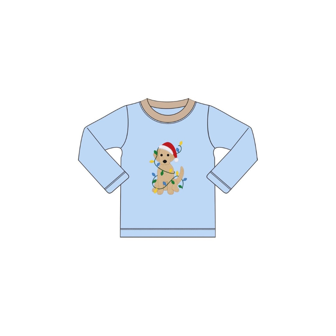 PRE ORDER - Funfetti Kids Christmas Lights/Puppy Applique Shirt