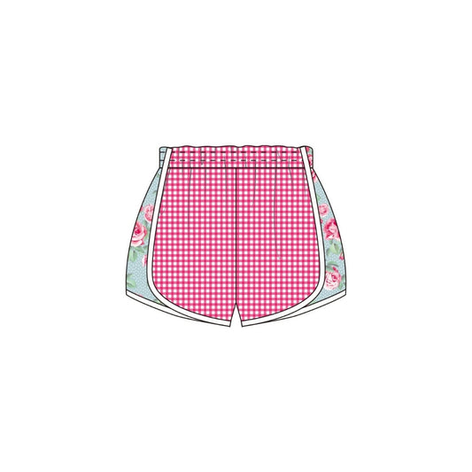 PRE ORDER - Funfetti Kids Hot Pink Gingham/Floral Active Short