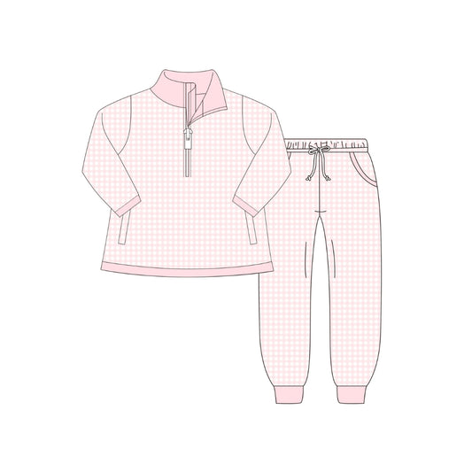 PRE ORDER - Funfetti Kids Pink Gingham Jogger Set