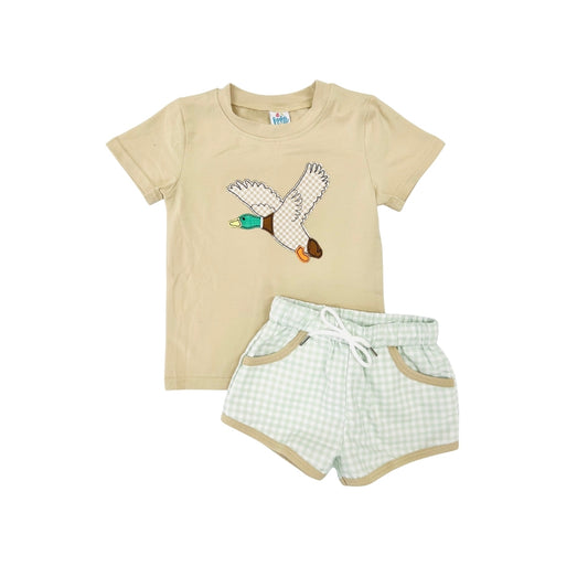 Funfetti Kids Mallard Applique/Gingham Short Set