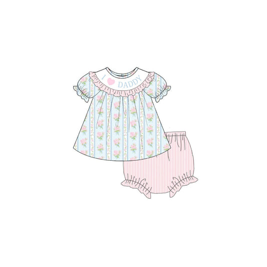 PRE ORDER - POSH Smocked I Love Daddy Floral Bloomer Set