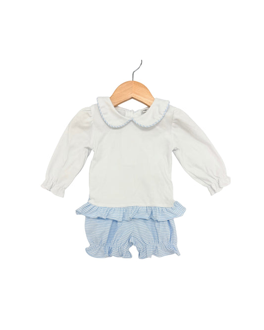 Blue Stripe Knit Bloomer Set
