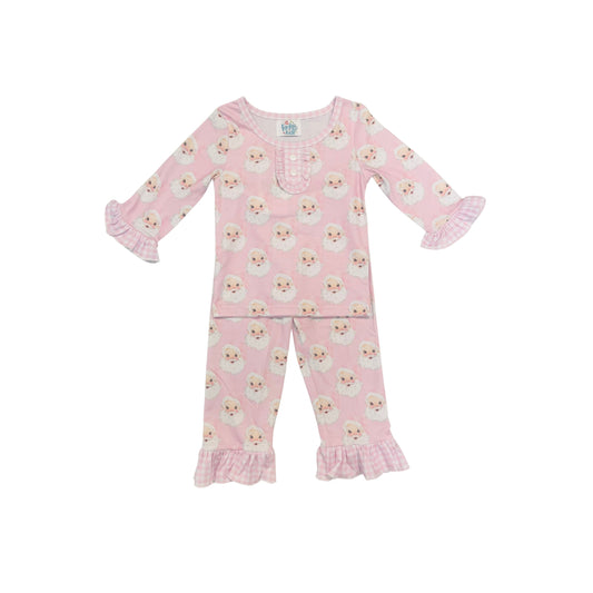 Funfetti Kids Girl Santa Face Ruffle Lounge Set