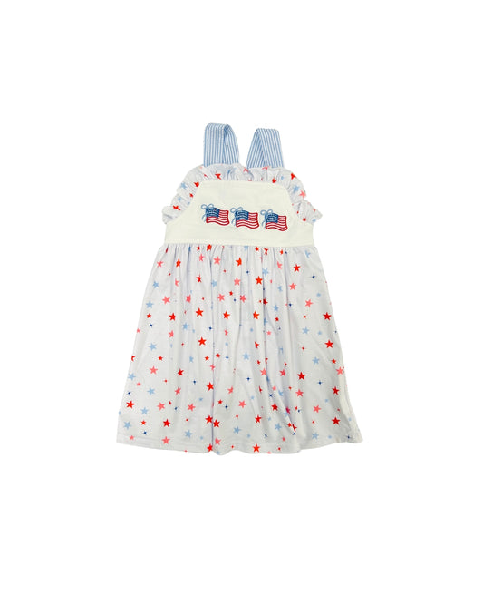 Funfetti Kids Star Print Embroidered Flag Dress
