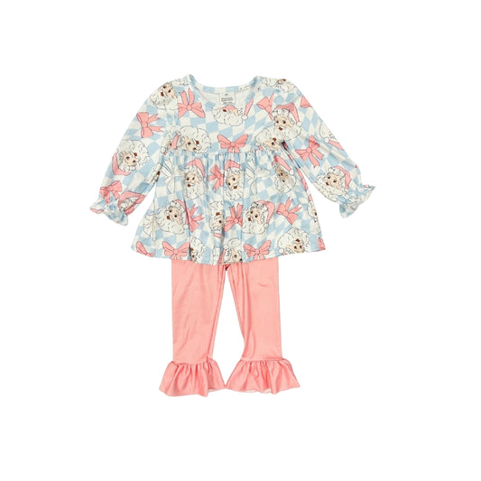 Blue Check/Santa Legging Set