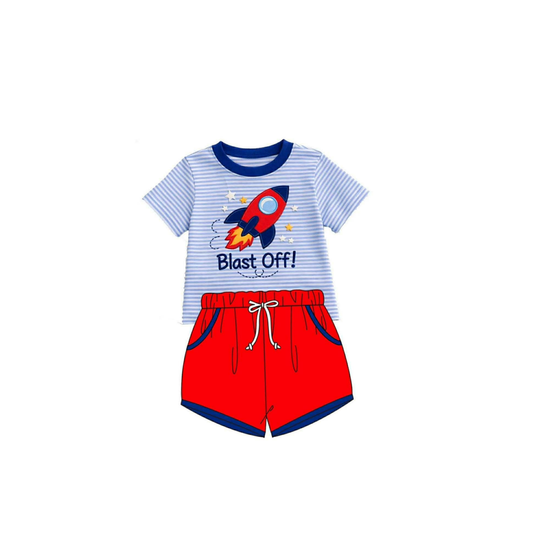 PRE ORDER - Funfetti Kids Blast Off Applique Short Set