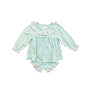 Funfetti Kids Girl Mint Eyelet Trim Bloomer Set