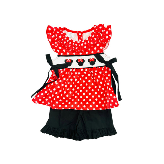 Girls Mouse with Bow Side Tie Short Set