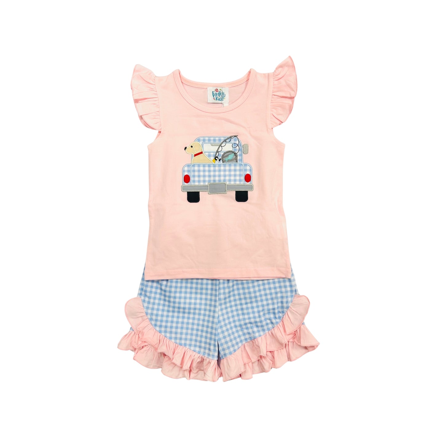 Funfetti Kids Pink Gone Fishin Short Set