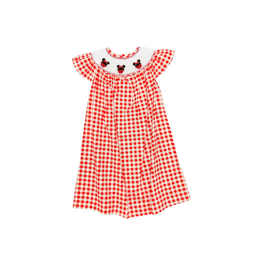 Tesora GIrl Smocked Mouse with Bow Dress