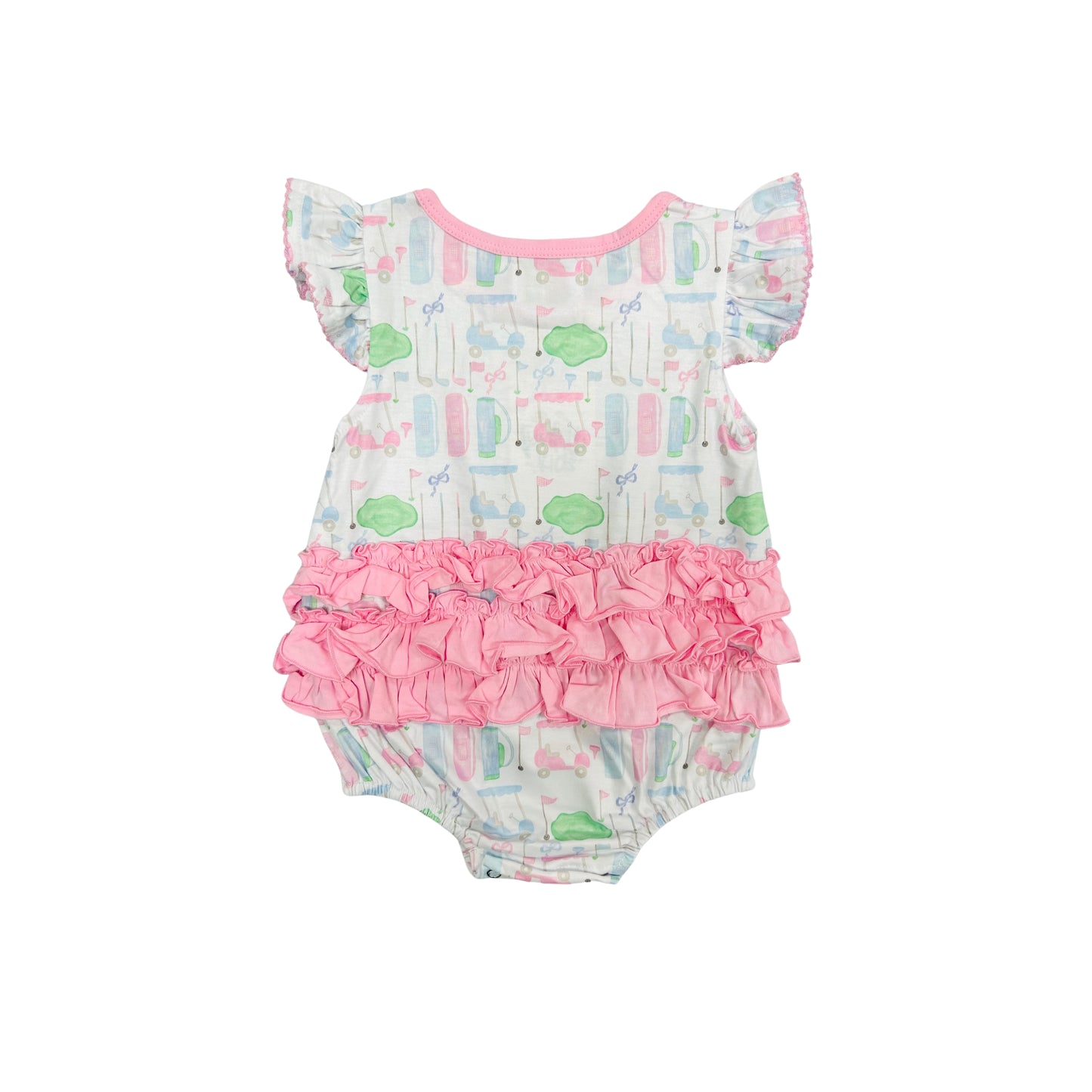 Funfetti Kids Girl Pink Golf Print Ruffle Bubble