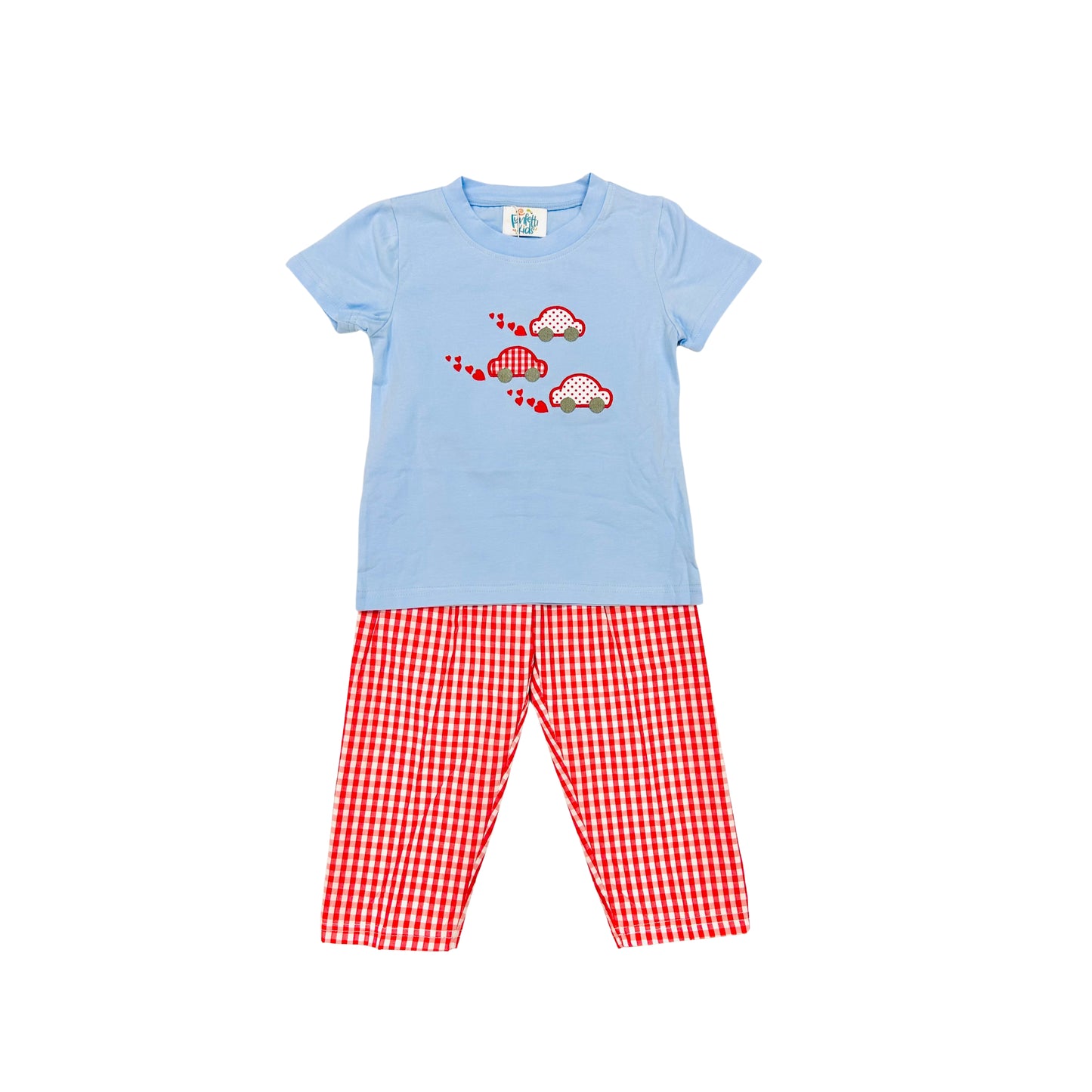 Funfetti Kids Boy Car Embroidered Car/Heart Pant Set