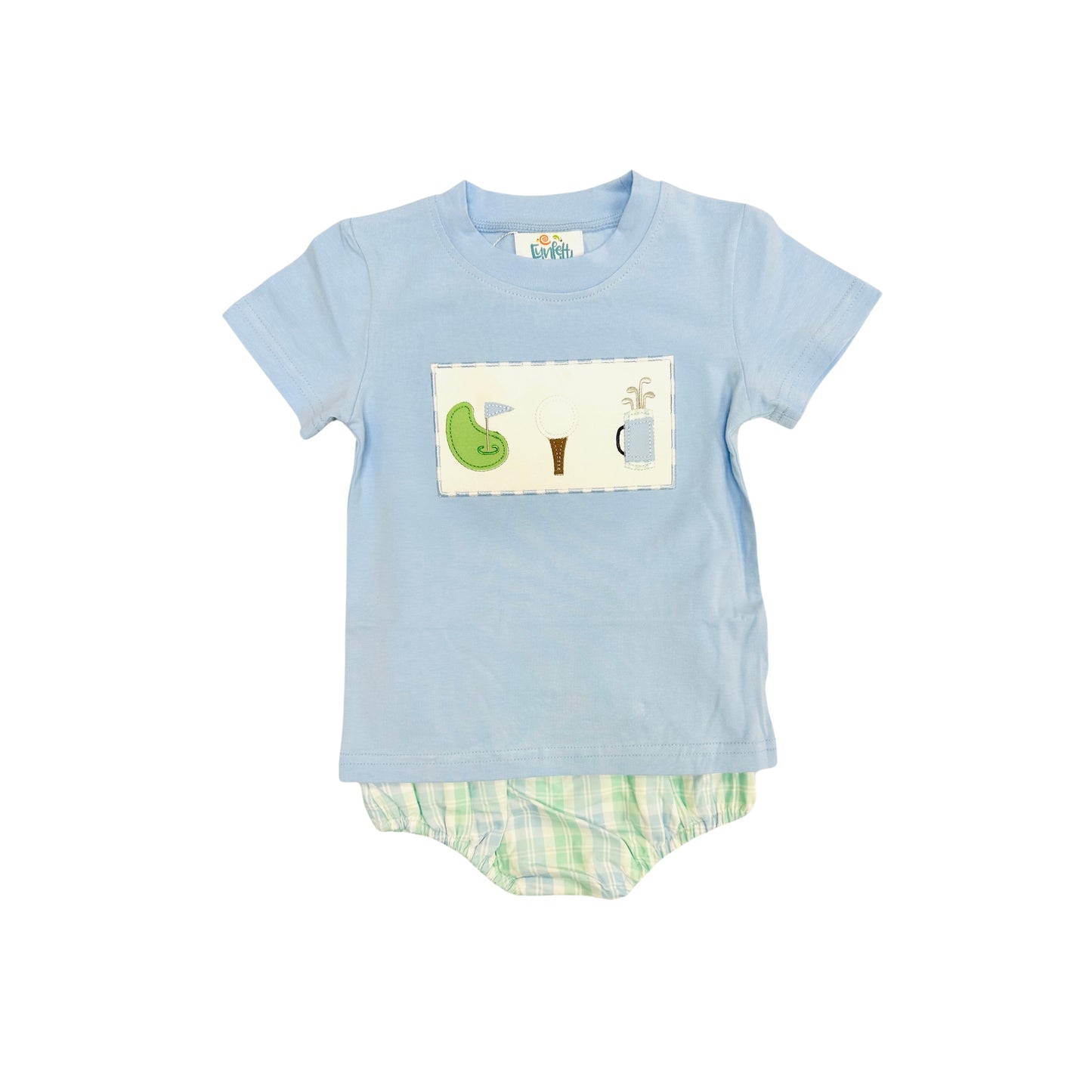 Funfetti Kids Boy Plaid Embroidered Diaper Set