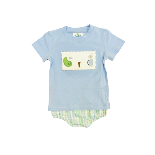 Funfetti Kids Boy Plaid Embroidered Diaper Set