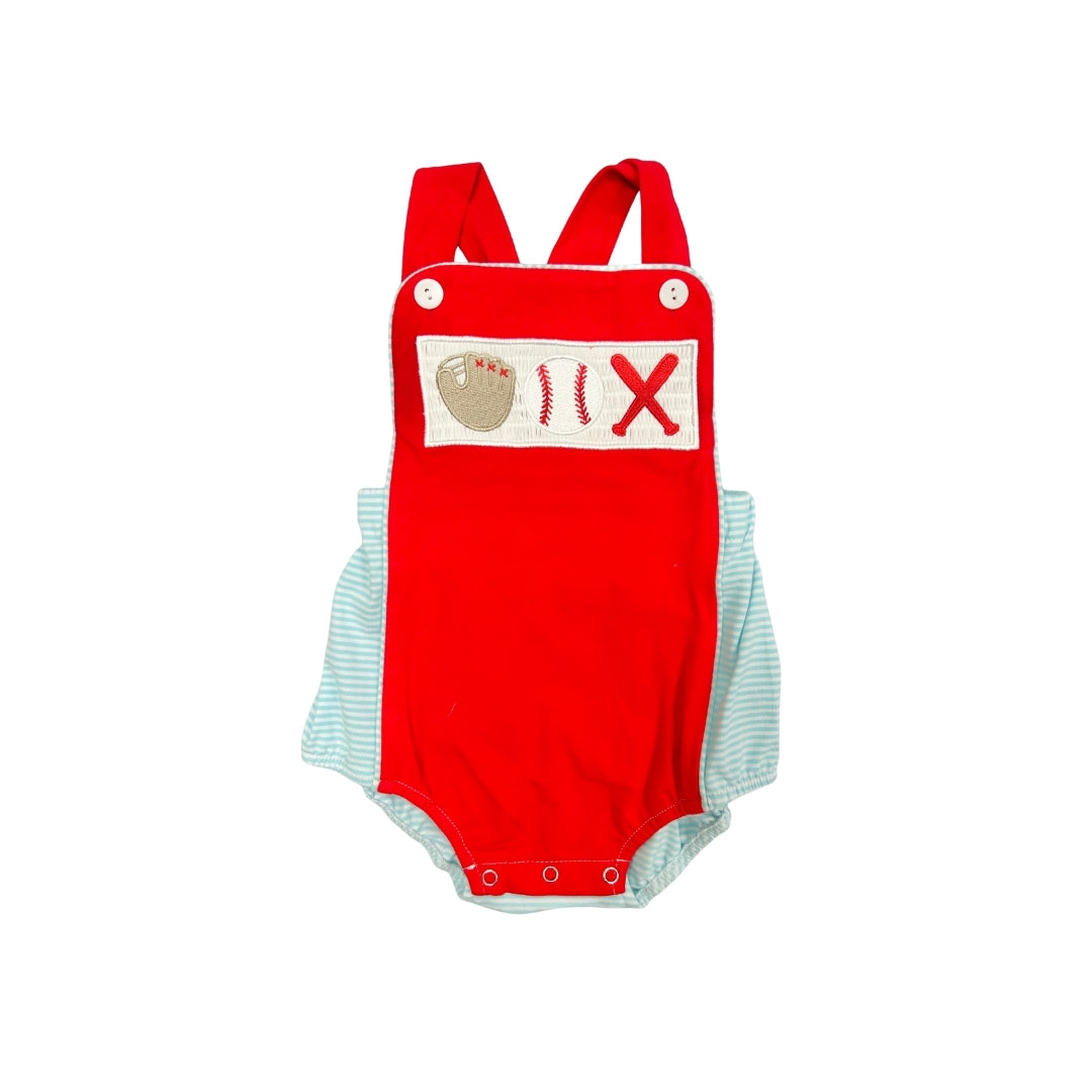 Baseball Smocked Sunsuit