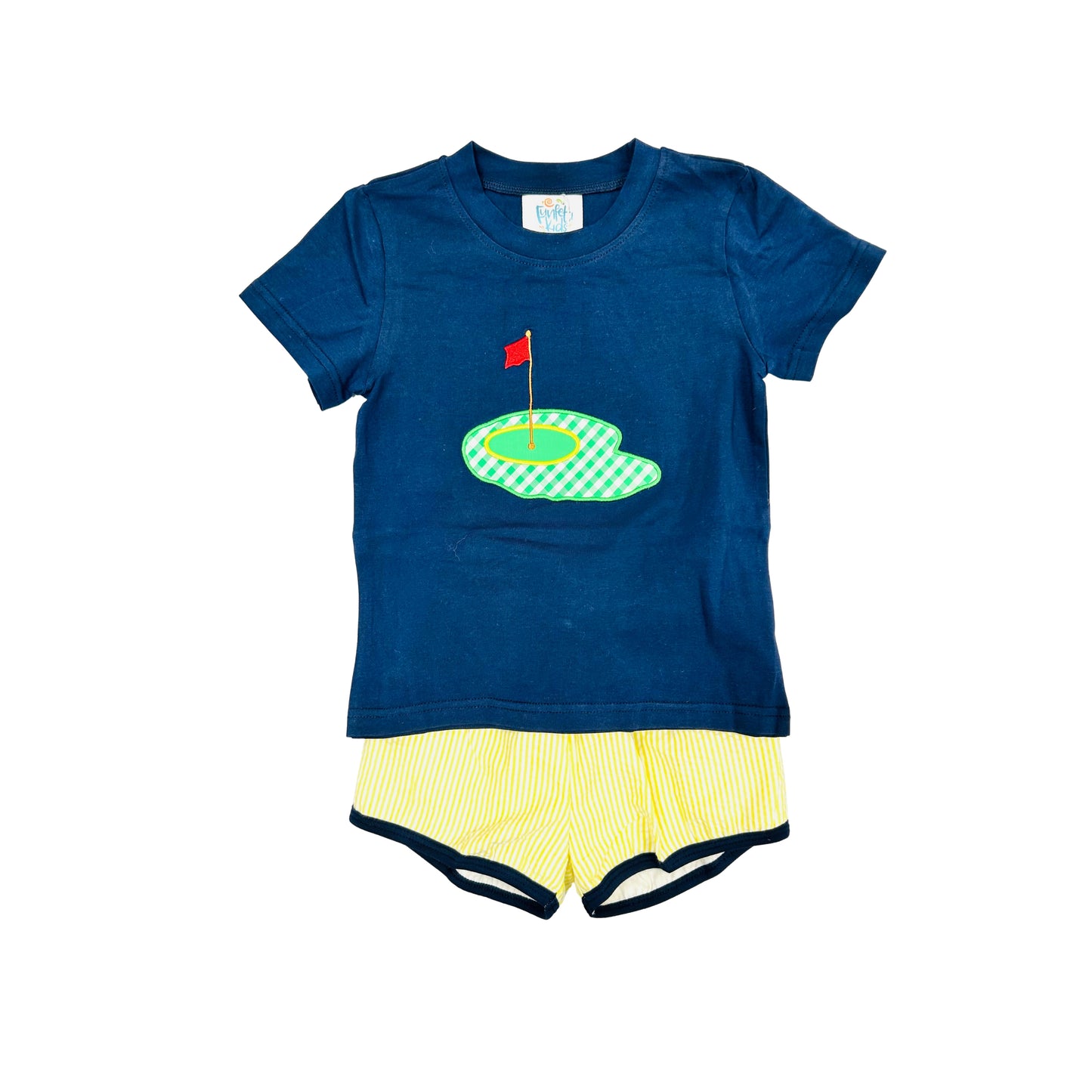 NWT Funfetti Kids Boy Navy Golf Appliqué Short Set