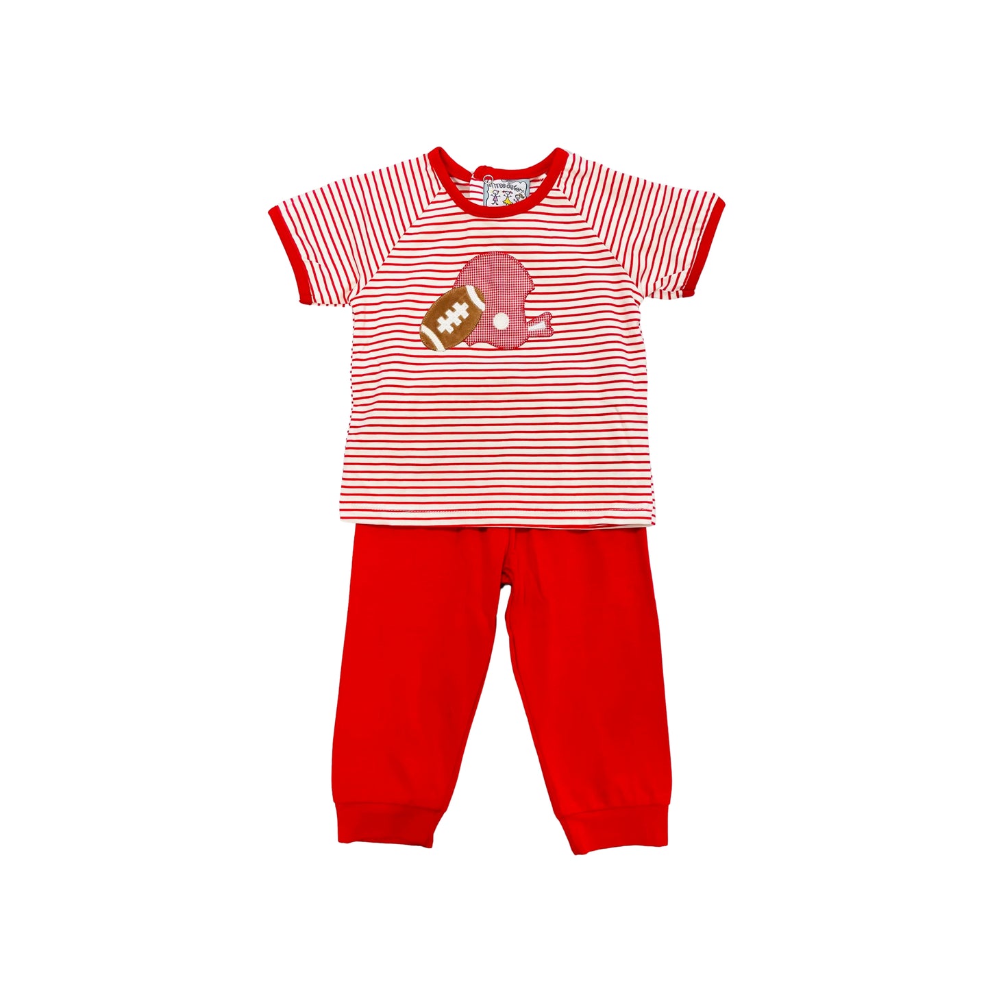 Three Sisters Boy Football/Helmet Applique Pant Set