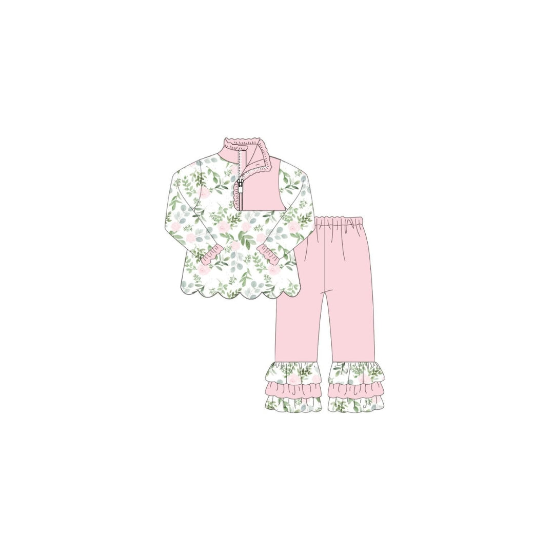 PRE ORDER - Funfetti Kids Pink Floral Ruffle Legging Set