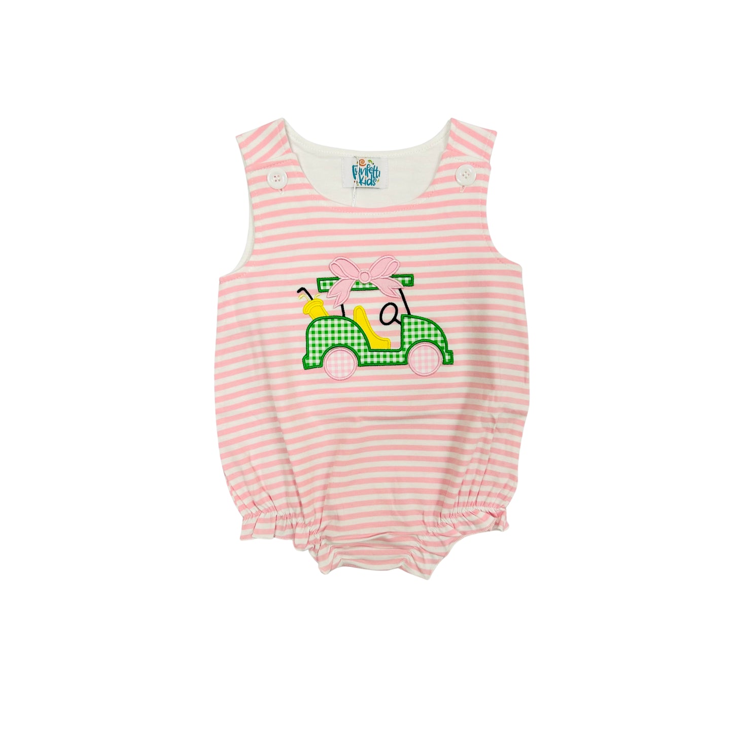 Funfetti Kids Girl Stripe/Checkered Golf Cart Bubble