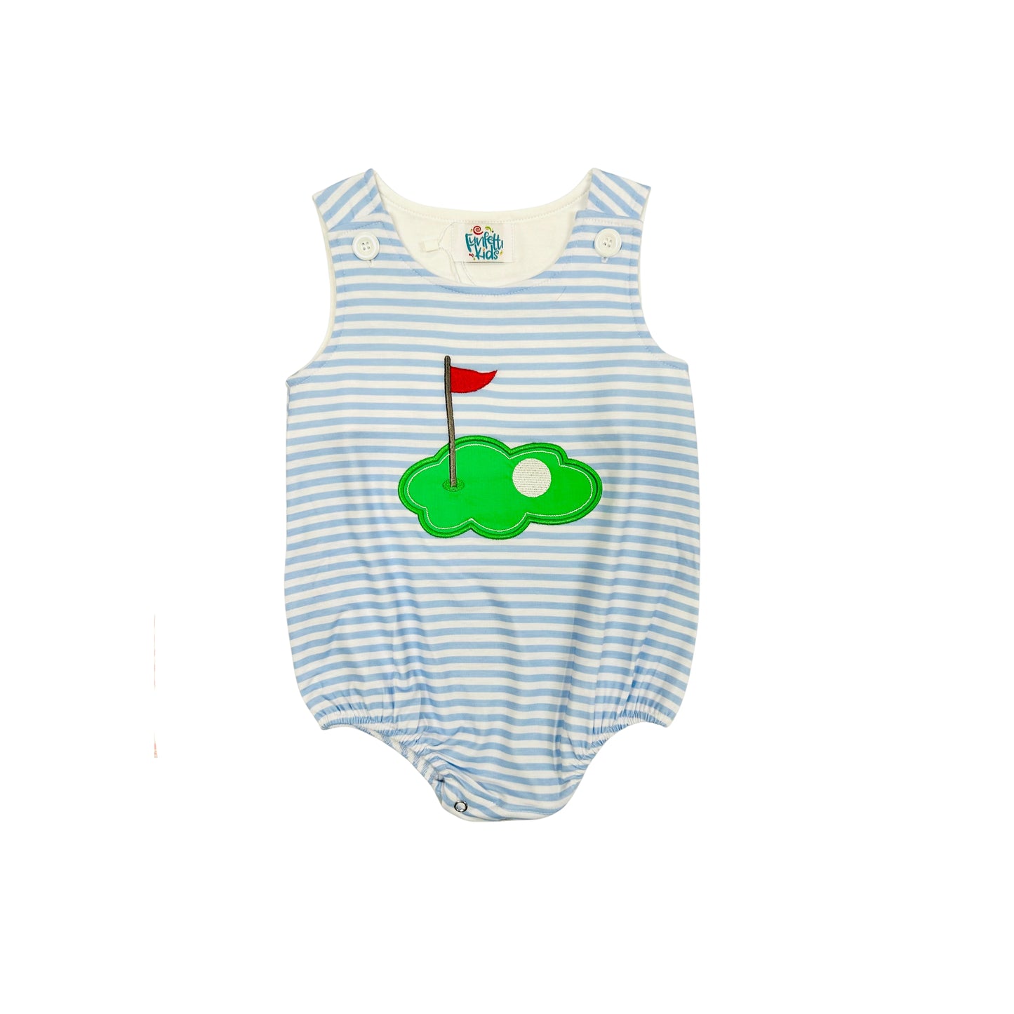 Funfetti Kids Boy Stripe Hole in One Appliqué Bubble