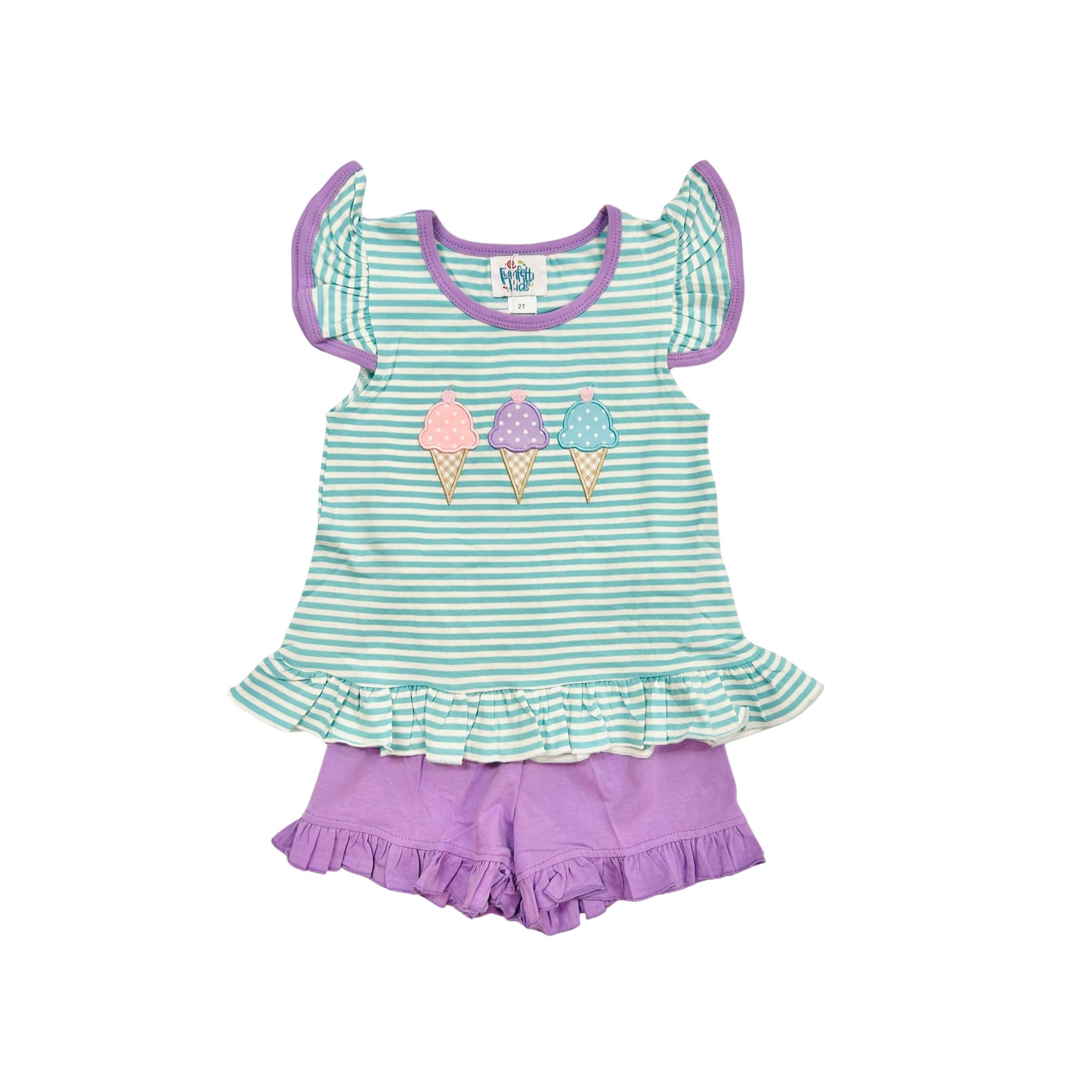 Funfetti Kids Ice Cream Stripe Short Set