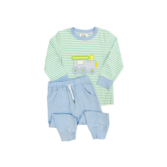 Funfetti Kids Knit Train Jogger Set