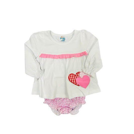 Funfetti Kids Check Heart Appliqué Bloomer Set