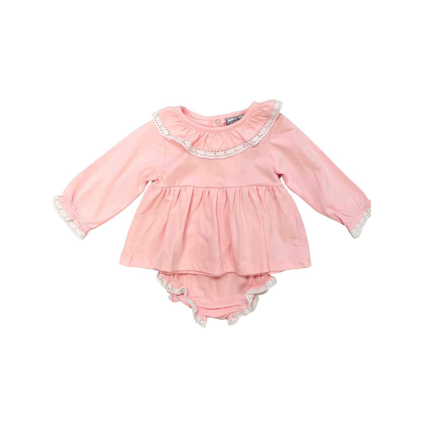 Three Sisters Pink Lace Trim Bloomer Set