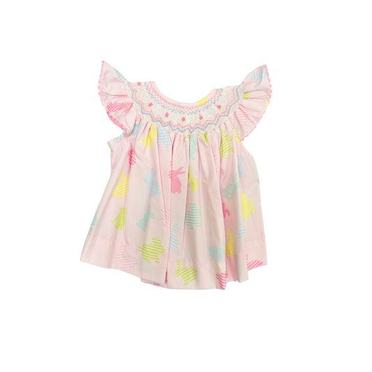 Elizabeth Ann Smocked Colorful Bunny Dress