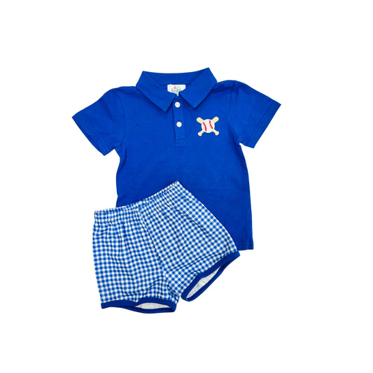 Funfetti Kids Baseball/Bat Embroidered Short Set