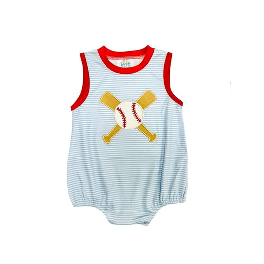 Funfetti Kids Boy Baseball/Bat Applique Stripe Bubble