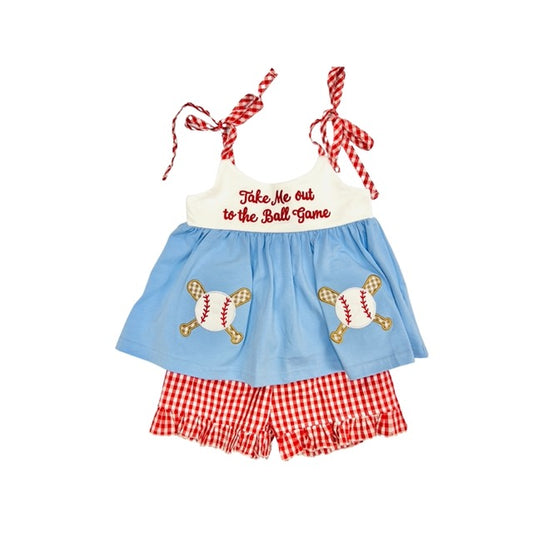 Funfetti Kids Take Me out to the Ball Game Ruffle Short Set