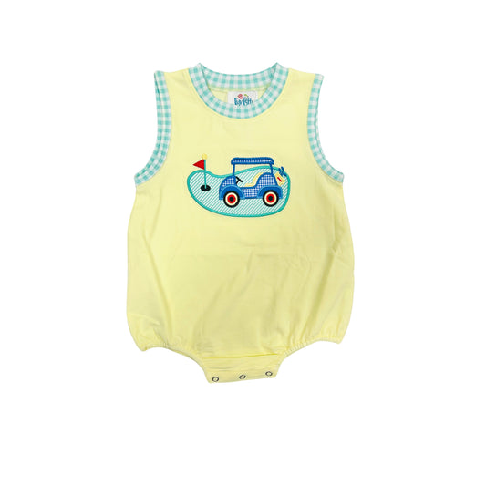 Funfetti Kids Yellow/Mint Golf Cart Applique Bubble