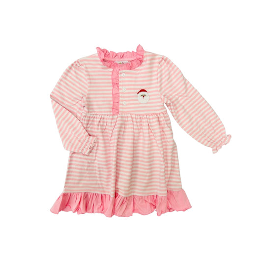 Funfetti Kids Pink Stripe Santa Ruffle Gown