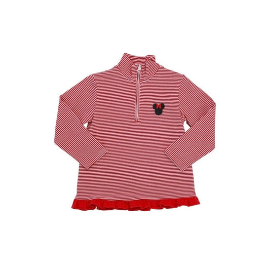 Itsy Bitsy Girl Embroidered Mouse With Bow Long Sleeve  Zip Up