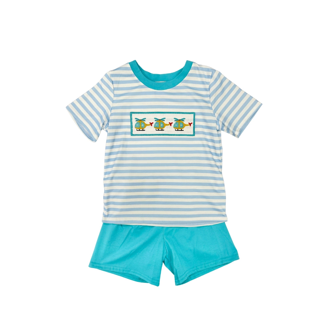 Helicopter Stripe Short Set