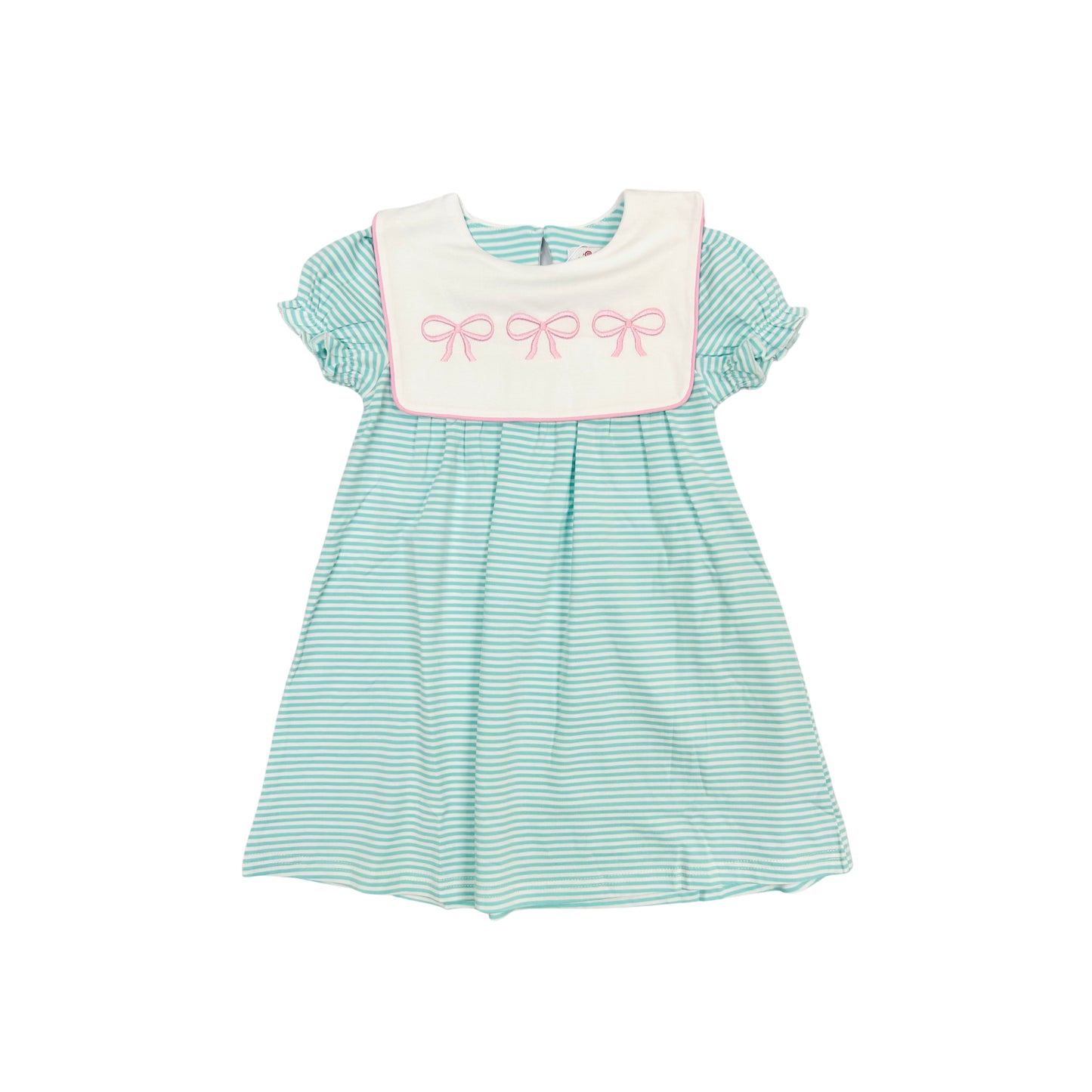 Funfetti Kids Embroidered Bow Knit Stripe Dress