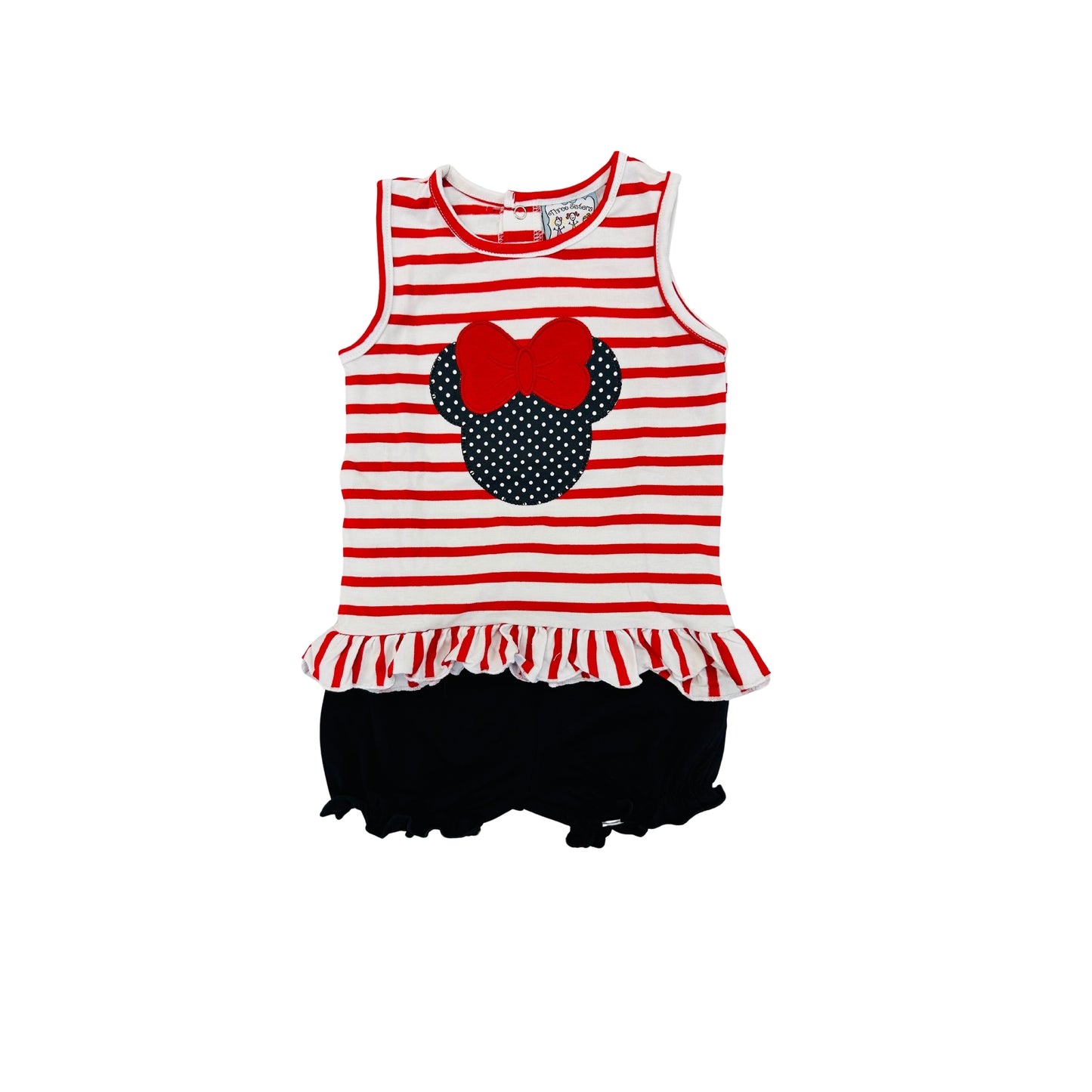 Three Sisters Girl Red Stripe Polka Dot Mouse Bloomer Set