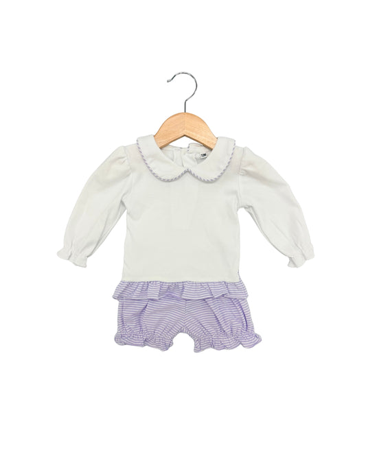Purple Stripe Knit Bloomer Set