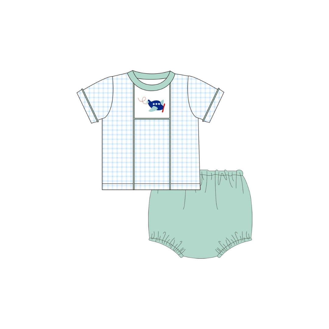 PRE ORDER - Funfetti Kids Airplane/Gingham Diaper Set