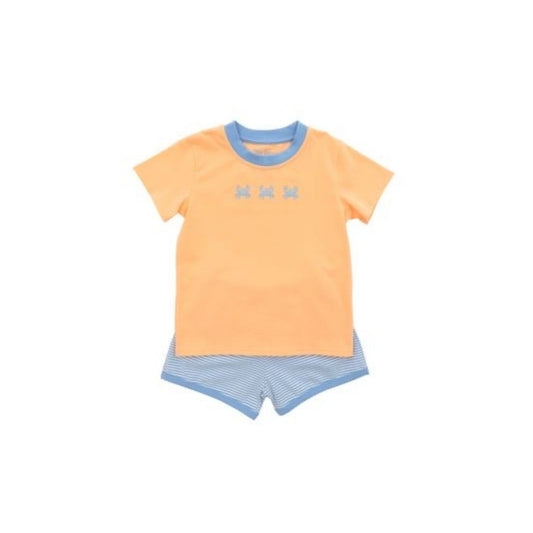 Itsy Bitsy Orange/Blue Embroidered Crab Short Set