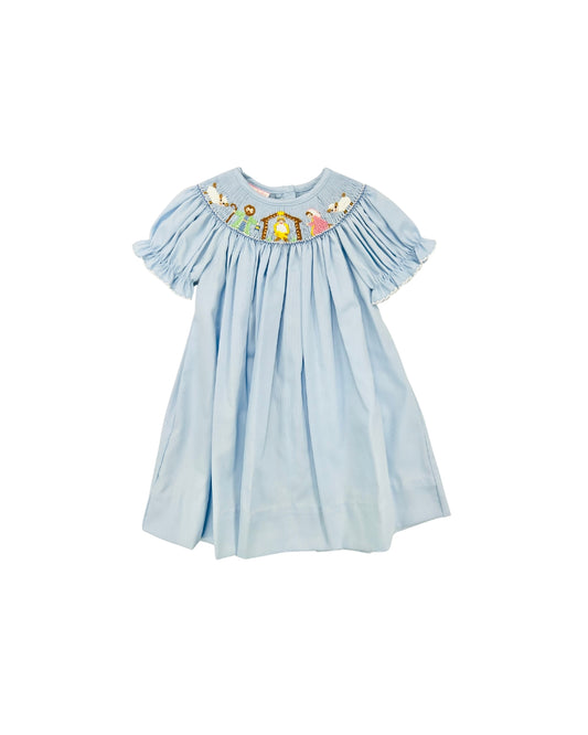 Petit Bebe Pique Hand Smocked Nativity Dress