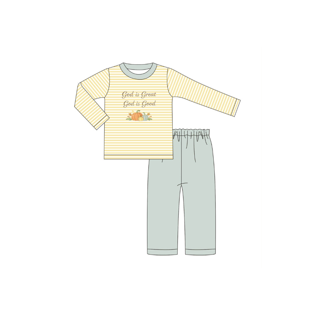 PRE ORDER - Funfetti Kids God is Great, God is Good Stripe Pant Set